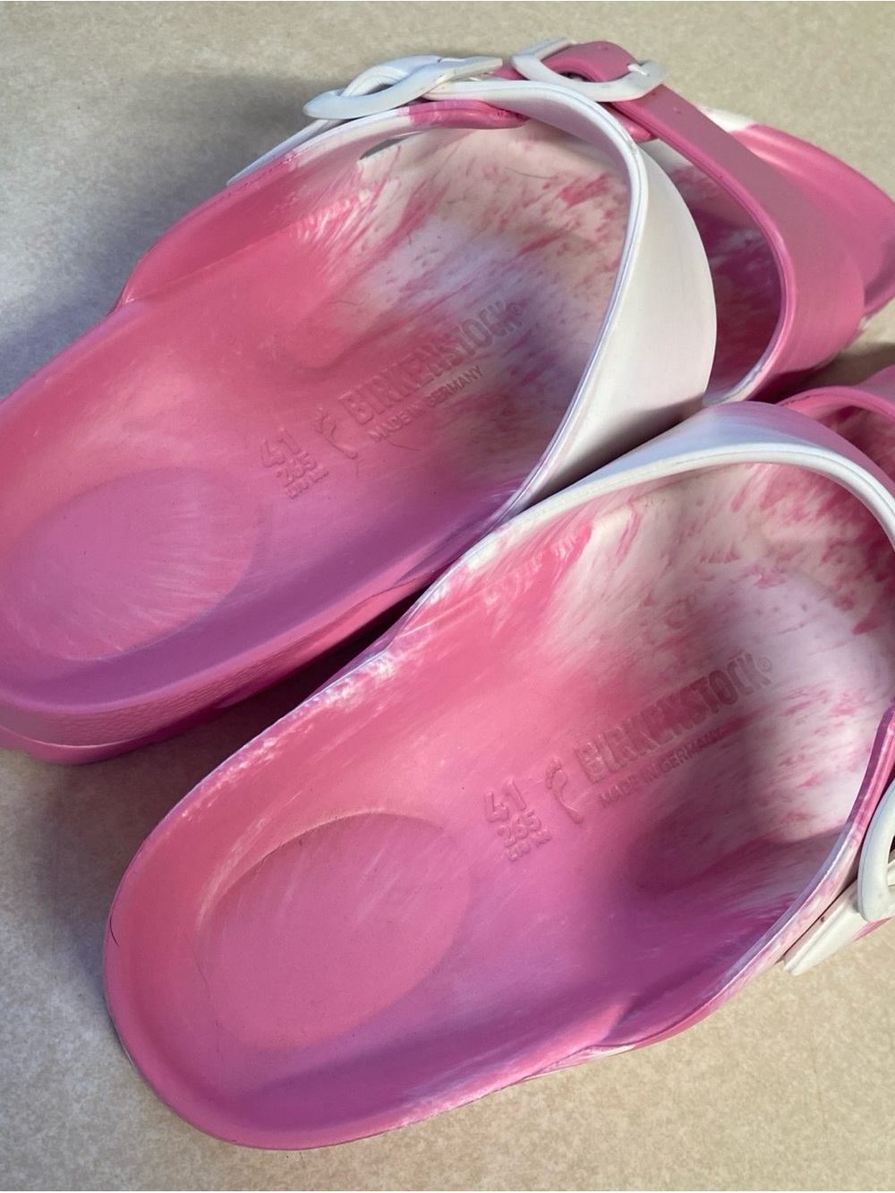 Birkenstock Pink and White Two-Tone EVA Arizona Sandals Size 10 - Picture 3 of 8